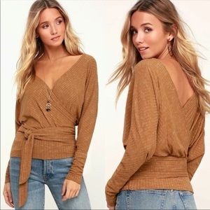 We The Free East Coast Copper Long Sleeve Wrap Top